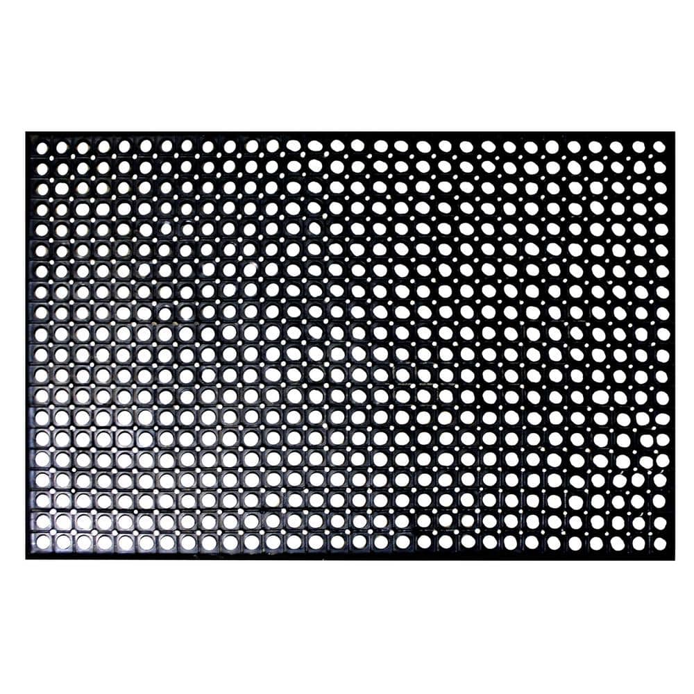 Rubber-Cal Foot-rest 28 in. x 31 in. Black Anti-Fatigue Mat Finished Tile