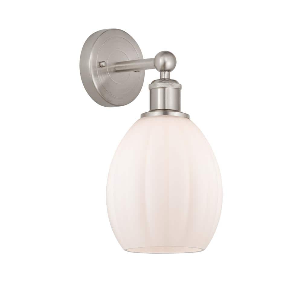 Eaton 1-Light Brushed Satin Nickel, Matte White Wall Sconce with White Glass Shade price history on PriceWatchPro