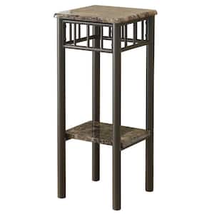Jasmine 28 in. Bronze Metal and Cappuccino Marble Accent Table
