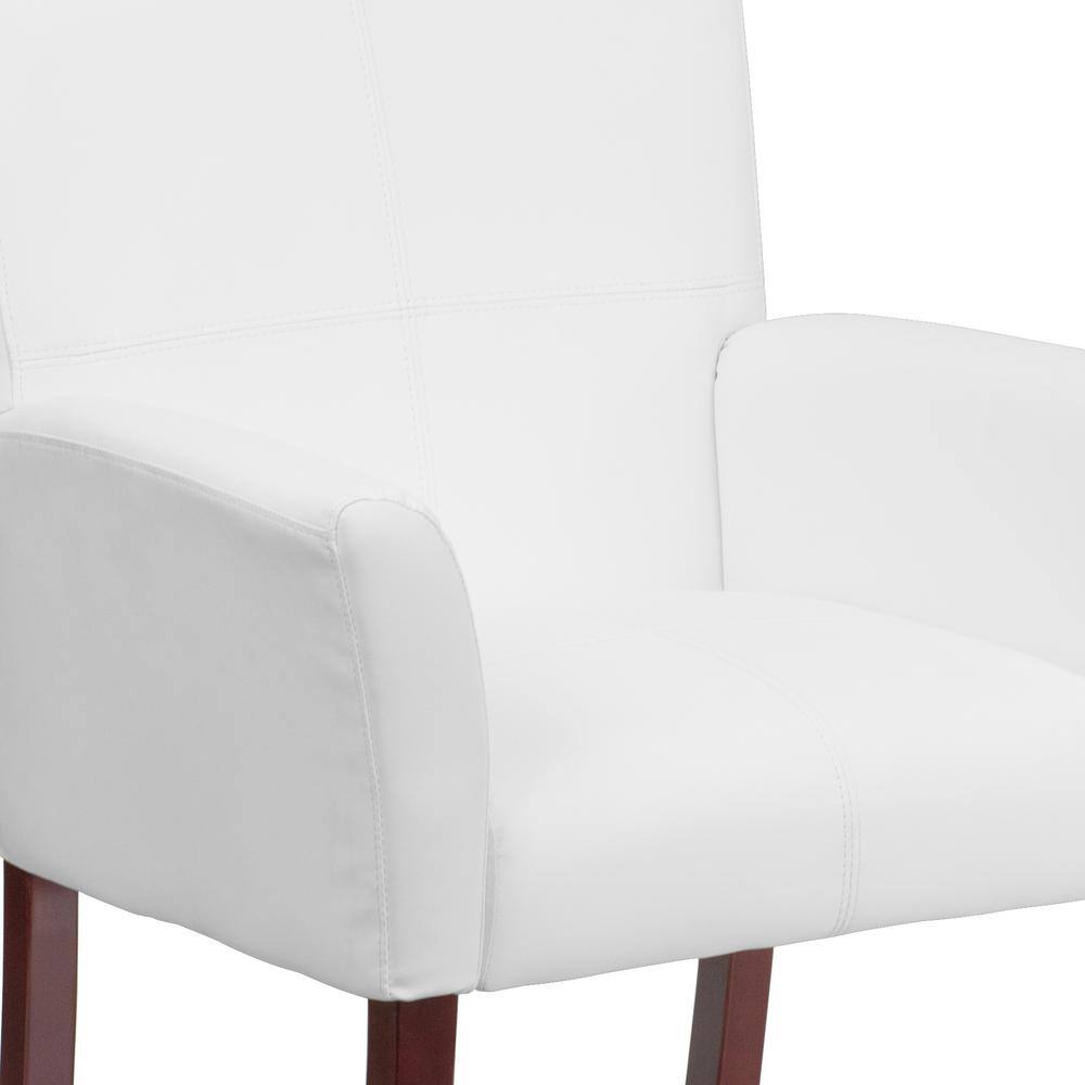 Taylor White LeatherSoft Executive Chair with Mahogany Wood Legs