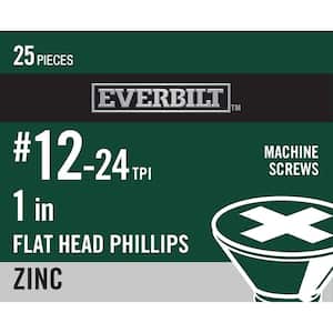 #12-24 x 1 in. Phillips Flat Head Zinc Plated Machine Screw (25-Pack)