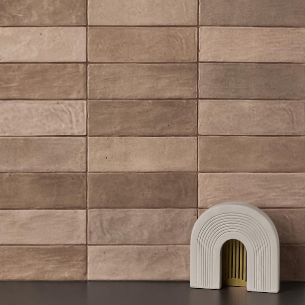 Kingston Taupe 2.55 in. x 0.35 in. Glazed Ceramic Wall Tile Sample