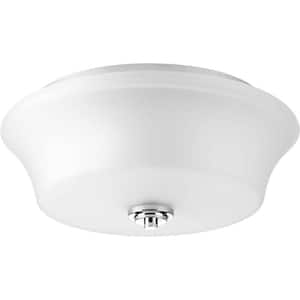 Cascadia Collection 2-Light Polished Chrome Flush Mount with Etched Glass