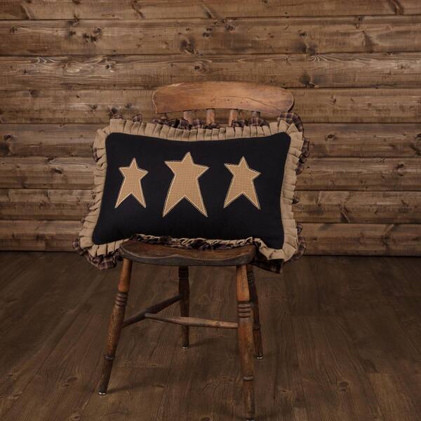 VHC BRANDS Heritage Farms Black Burgundy Mustard Primitive Stars 14 in. x  22 in. Throw Pillow 34366 - The Home Depot