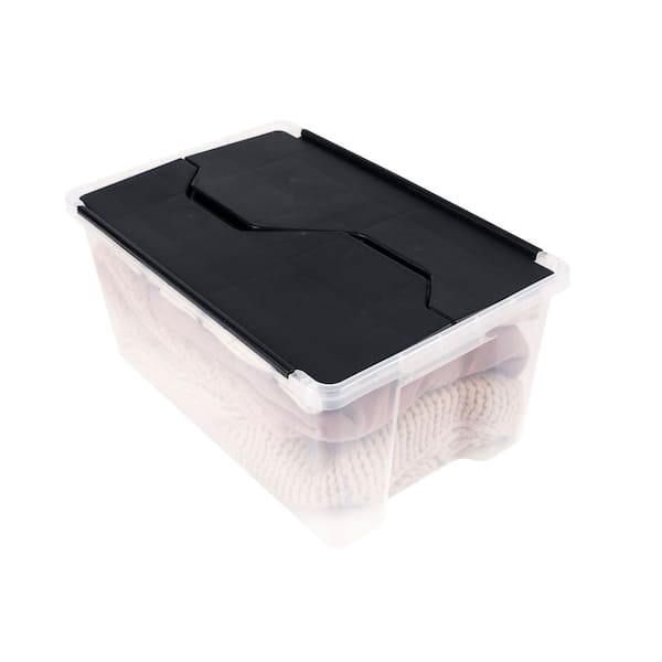 クリアケース　5.6 HDX Clear 5.8 Gal. Flip Top Storage Tote ST181108 - The Home Depot