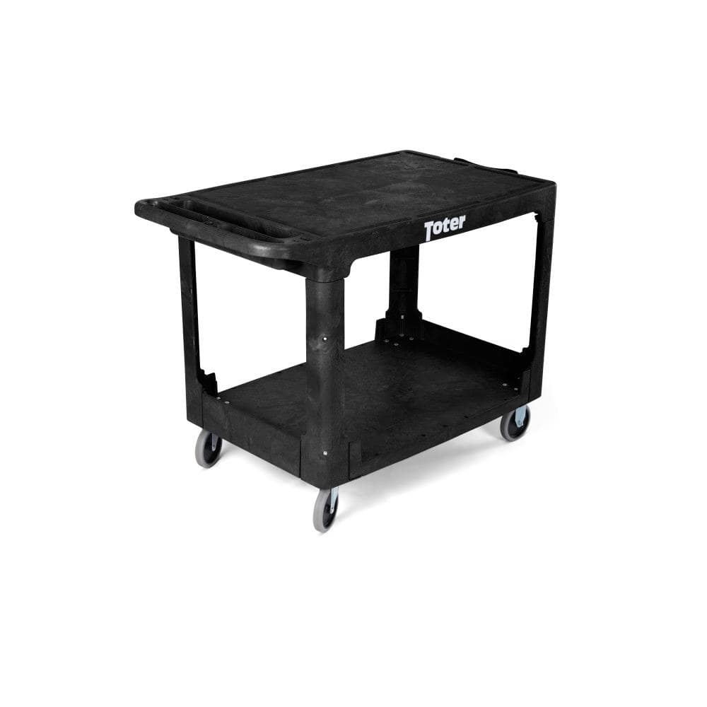 550 lbs. Capacity 44 in. x 25.3 in. x 32.3 in. Black Plastic 2-Tier 4-Wheel