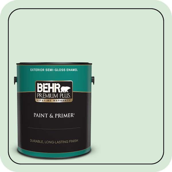 BEHR PREMIUM PLUS 1 gal. #M410-1 Jade Mist Semi-Gloss Enamel Exterior Paint & Primer