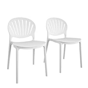 White Stackable Plastic Outdoor Lounge Chair (2-Pack)