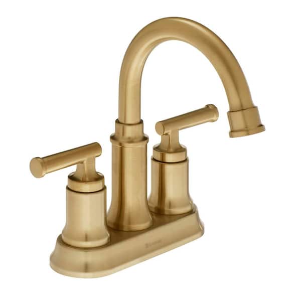 Glacier Bay Oswell 4 in. Centerset 2-Handle High-Arc Bathroom Faucet in Matte Gold