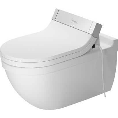 White Wall Mounted Elongated Dual Flush Toilet Bowl