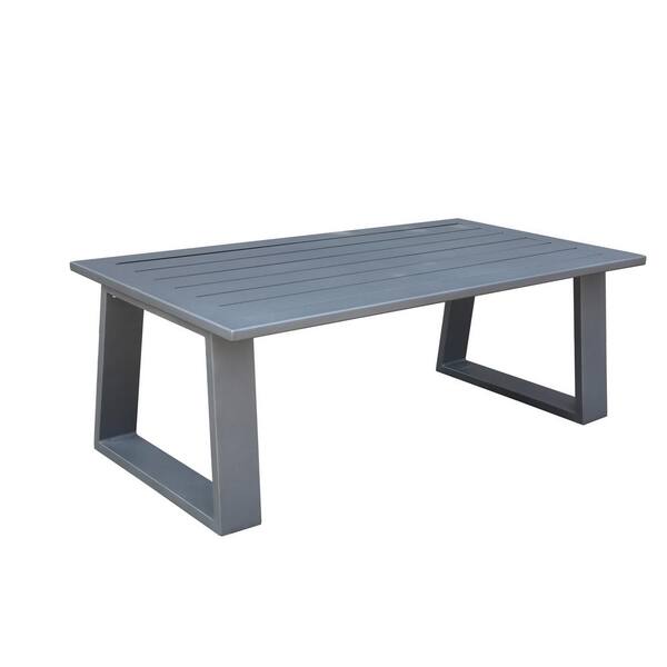 Zeus & Ruta Powder Pewter Aluminum Outdoor Coffee Table for Garden, Lawn, Balcony, Backyard