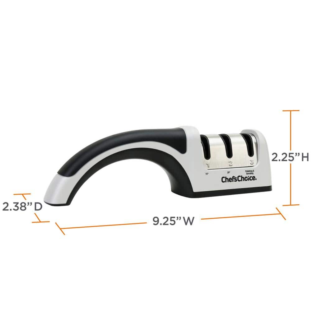 Chef'sChoice AngleSelect Model 4643 Professional Manual Knife Sharpener for Straight Edge and Serrated Knives, in Silver/Black (4643009)