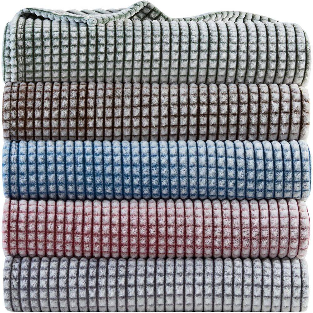 Twin Blue Plush All Season Carved Texture Blanket