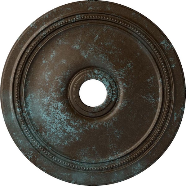 Ekena Millwork 1-1/4" x 24" x 24" Polyurethane Diane Ceiling Medallion, Hand-Painted Bronze Blue Patina