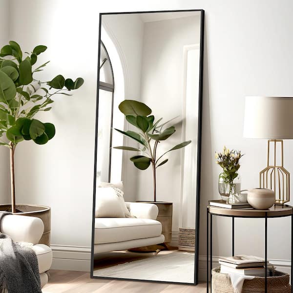 Lirago 21 in. W x 64 in. H Metal Framed Full Length Mirror Wall Mounted Free Standing or Leaning against the Wall in Black