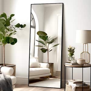 21 in. W x 64 in. H Metal Framed Full Length Mirror Wall Mounted Free Standing or Leaning against the Wall in Black