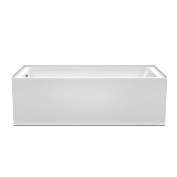 Wyndham Collection Grayley 66 in. L x 32 in. W Soaking Alcove Bathtub with Left Hand Drain in White with Polished Chrome Trim