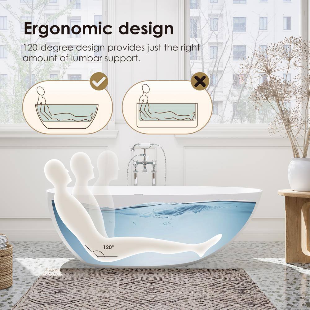 Giotto 67" Matte White Solid Surface Freestanding Soaking Bathtub