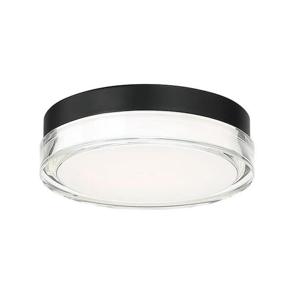 Dot 9 in. 1-Light Black Selectable 3CCT Preset 3000K Integrated LED Flush Mount
