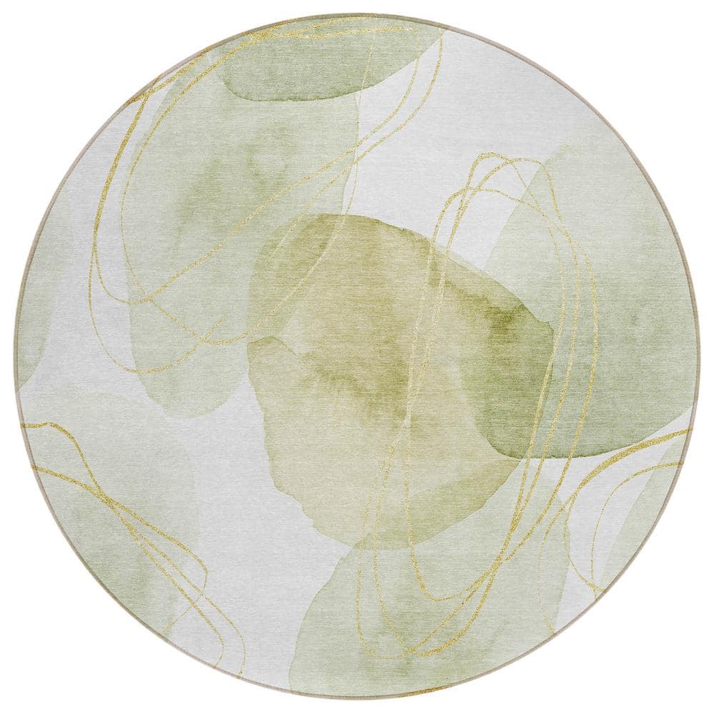 Chantille ACN544 Green 8 ft. x 8 ft. Round Machine Washable Indoor/Outdoor Geometric Area Rug price history on PriceWatchPro