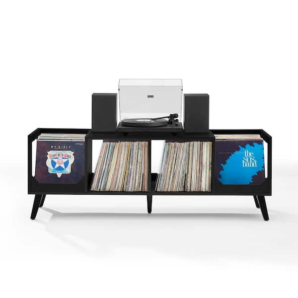 Asheville Black Low Record Storage Console