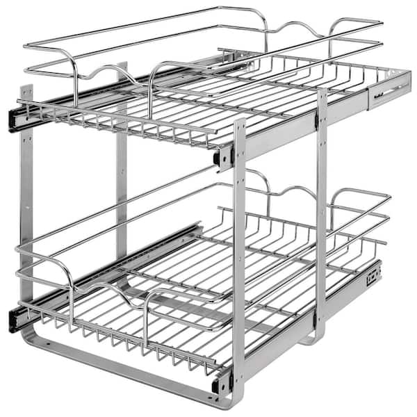 Rev-A-Shelf Chrome Kitchen Cabinet Pull Out Shelf Organizer, 15 x 22 In, 5WB2-1522CR-1