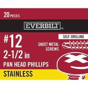 #12 x 5/8 in. Stainless Steel Phillips Pan Head Sheet Metal Screw (20-Pack)