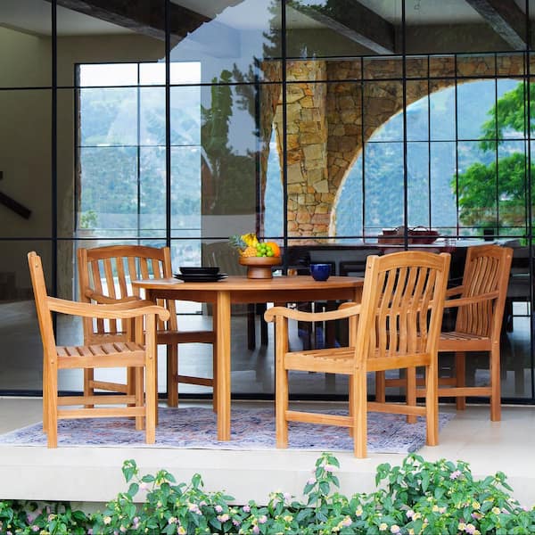 Calvin 5-Piece Premium Indonesia Teak Wood Outdoor Dining Set