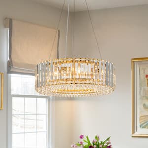 Orillia Contemporary 19.7 in. 6-Light Gold Crystal Ring Chandelier