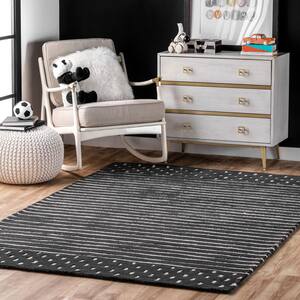 Marlowe Stripes Charcoal 6 ft. x 9 ft. Indoor Area Rug