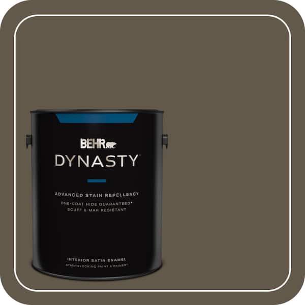 BEHR DYNASTY 1 gal. #720D-7 Winter Oak Satin Enamel Interior Stain-Blocking Paint and Primer