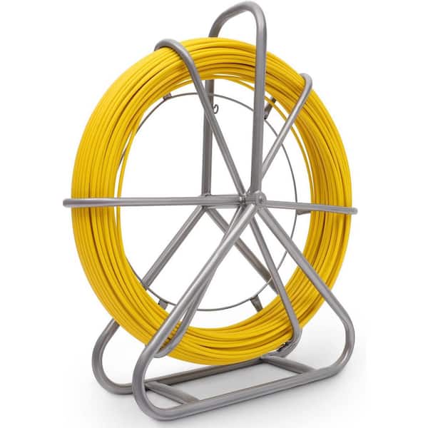 425 ft. Fiberglass Electrical Fish Tape Wire Puller with Steel Reel Stand and Meter Length Marking for Walls