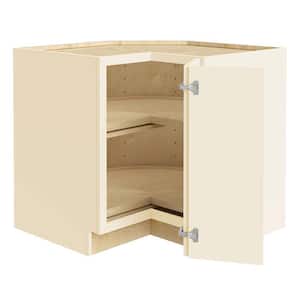 Newport Cream Painted Plywood Shaker Assembled Lazy Suzan Corner Kitchen Cabinet R 33 in W x 24 in D x 34.5 in H