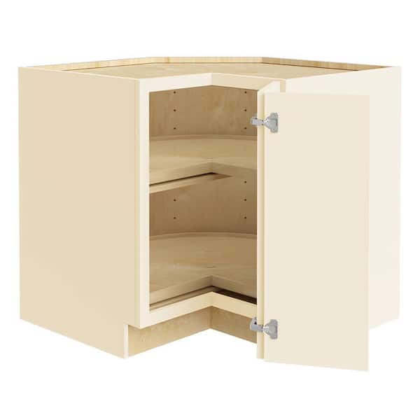 Home Decorators Collection Newport Cream Painted Plywood Shaker Assembled Lazy Suzan Corner Kitchen Cabinet R 33 in W x 24 in D x 34.5 in H