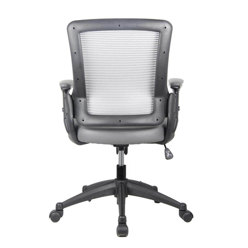 Gray Mesh and Leather Adjustable Task Desk Chair
