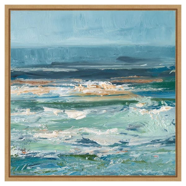 Amanti Art Pacific Whitecaps II by Ethan Harper 22 in. W x 22 in. H. Canvas Wall Art Print Framed in Brown