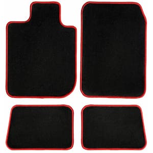 Toyota Tacoma Double Cab Black with Red Edging Carpet Car Mats Custom Fits for 2016-2020 Driver, Passenger and Rear Mats