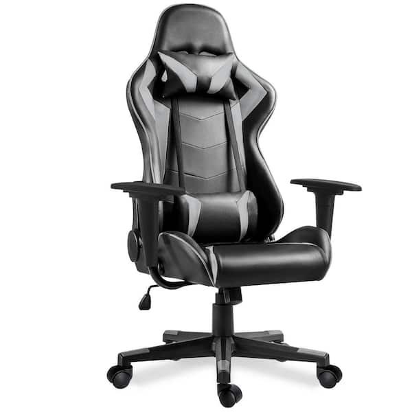 null Gray High Back Office Chair with Lumbar Support and Headrest