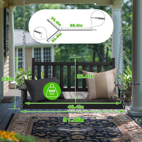 VEIKOUS 4 ft. Outdoor Wooden Patio Porch Swing with Chains