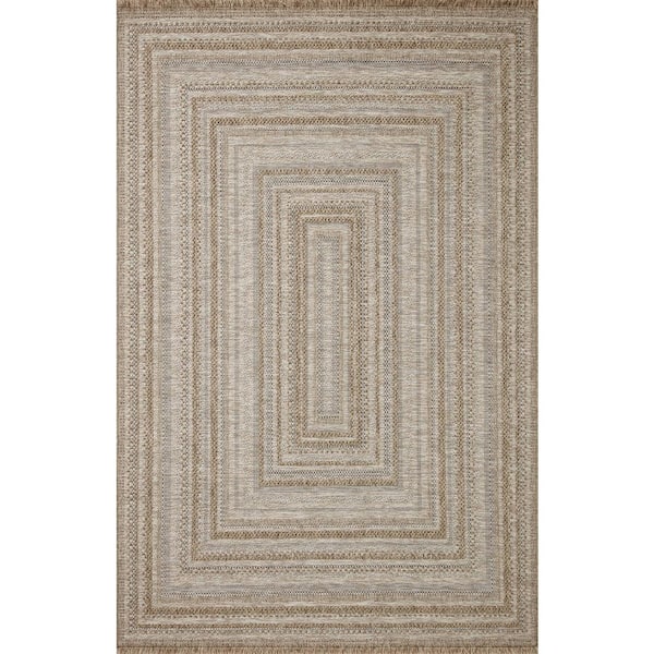 Loloi Dawn Natural/Grey 7 ft.-8 in. x 10 ft. Indoor/Outdoor Area Rug