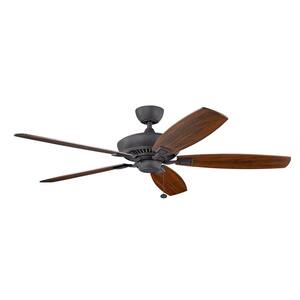 Canfield XL 60 in. Indoor Distressed Black Downrod Mount Ceiling Fan with Pull Chain