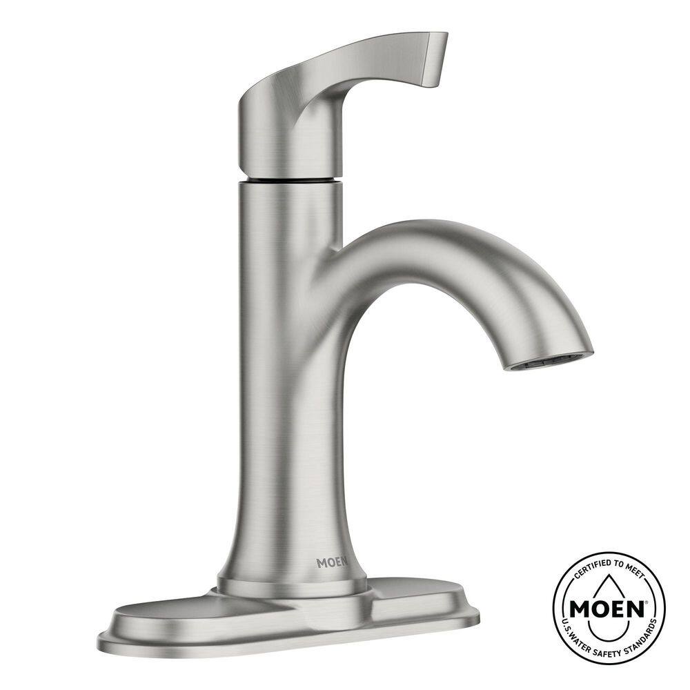 Moen Korek Single-Hole Bathroom Faucet - Brushed Nickel With Deck Plate (84466SRN)
