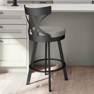 Washington 26" Silver Grey Polyester / Black Metal Swivel Counter Stool