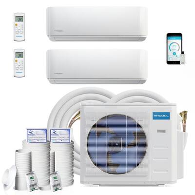 24,000 BTU 2 Ton 2-Zone Ductless Mini-Split Air Conditioner and Heat Pump with 50 ft. Install Kit, 230-Volt/60 Hz
