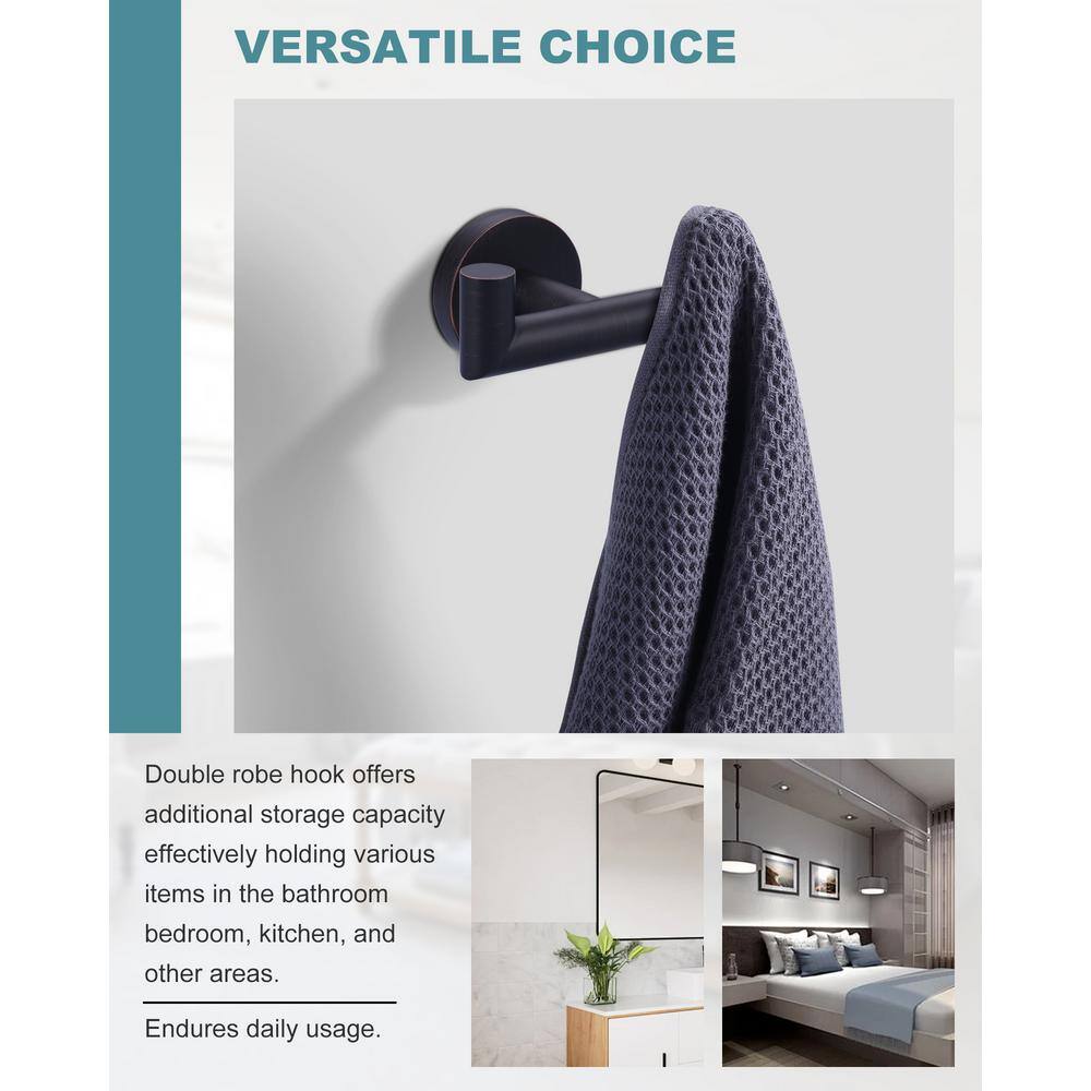 Oil Rubbed Bronze Double J-Hook Wall Mounted Towel Hook
