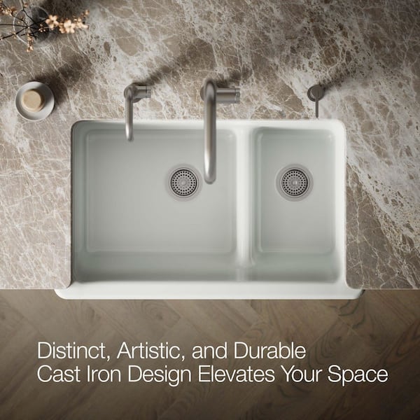 KOHLER Whitehaven Smart Divide Farmhouse Apron-Front Cast Iron 36