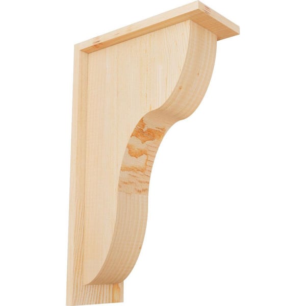 Ekena Millwork 5-1/2 in. x 12 in. x 20 in. Douglas Fir Carmel Smooth Corbel with Backplate