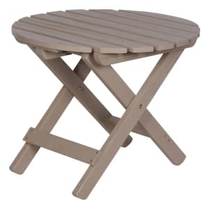 Adirondack Graystone Round Wood Outdoor Side Folding Table