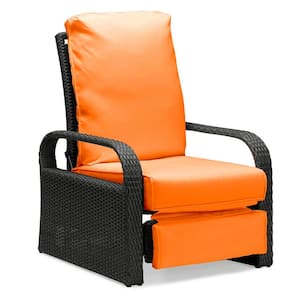 Automatic Adjustable Wicker Outdoor Chaise Lounge with esorange Cushions