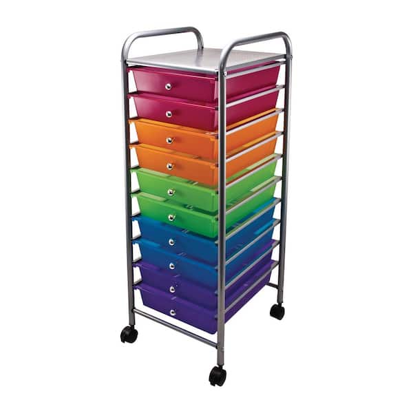 Advantus 10-Drawer Steel File Organizer Cart in Multi-Colors